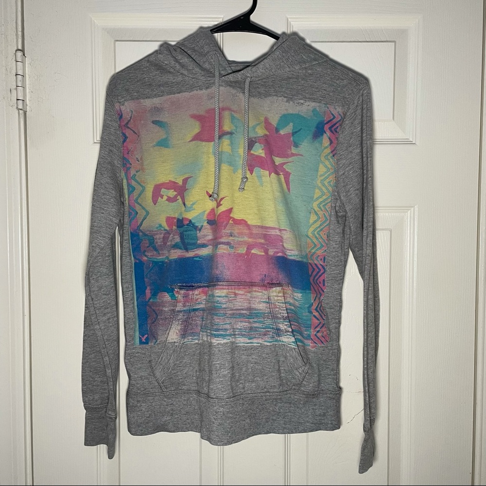 American Eagle Womens Multicolor Athletic Fit Hoodie Size Extra Small